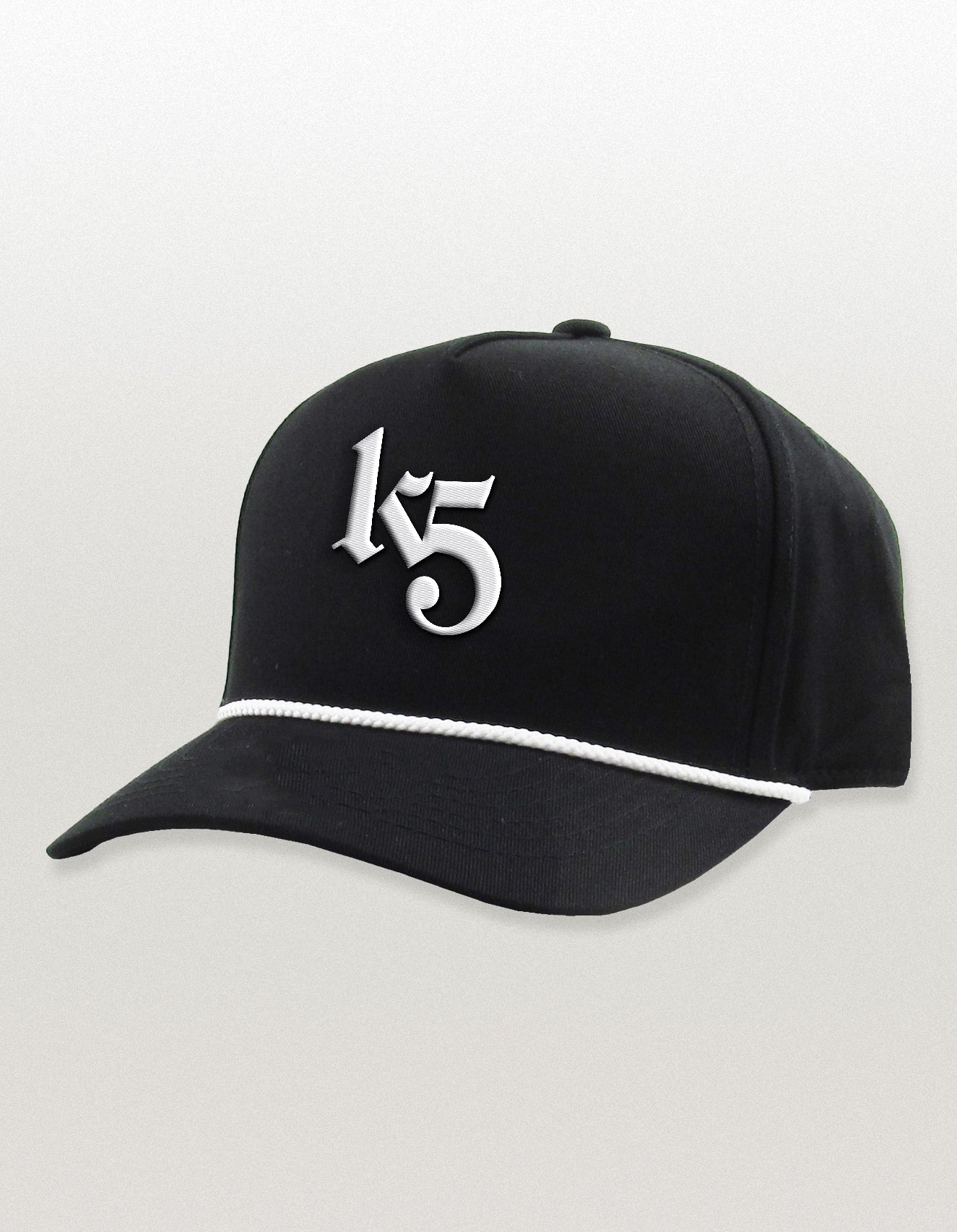K5 Puff Embroidered 5 Panel Snapback with Brim Trim