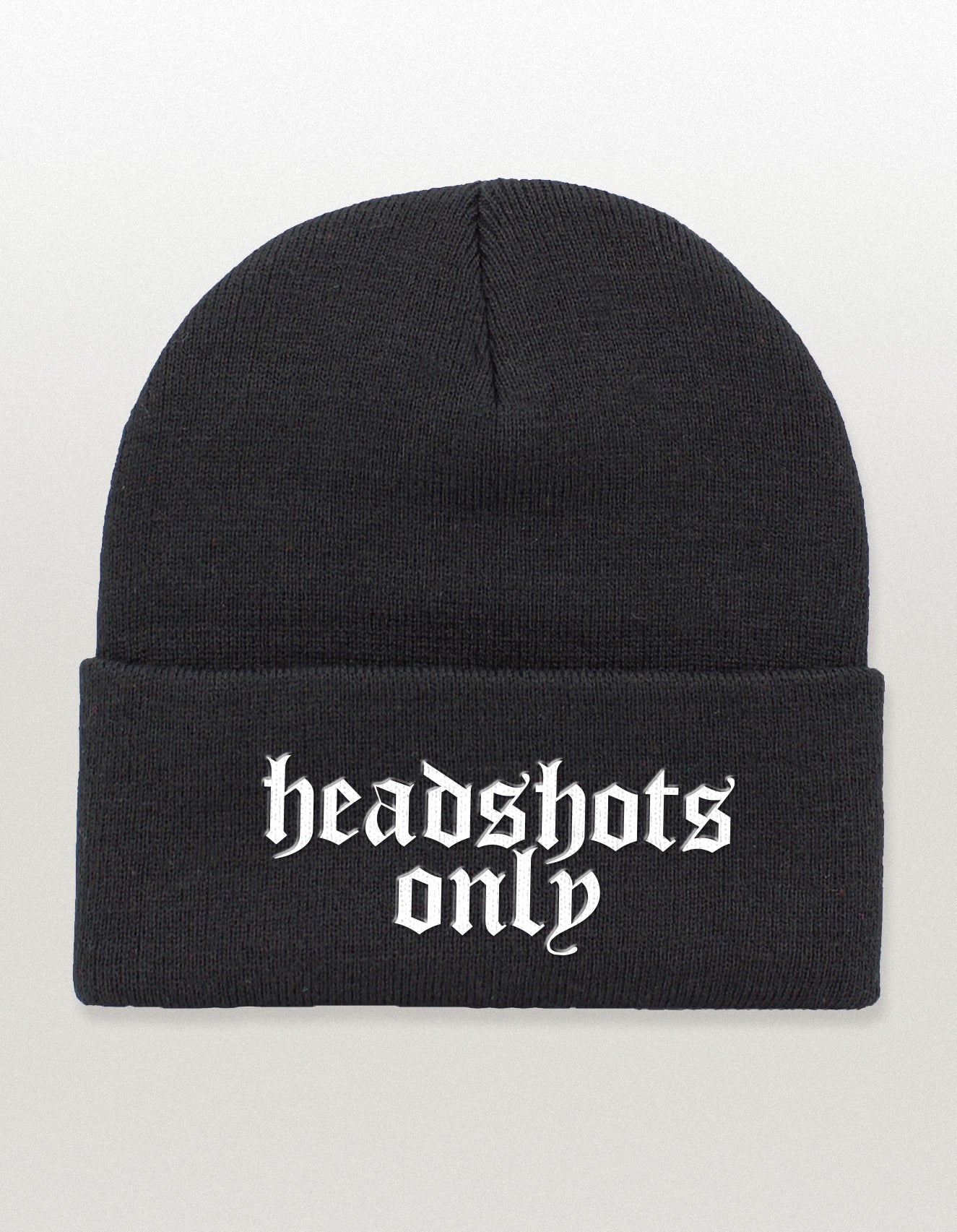 Headshots Only Embroidered Cuff Beanie