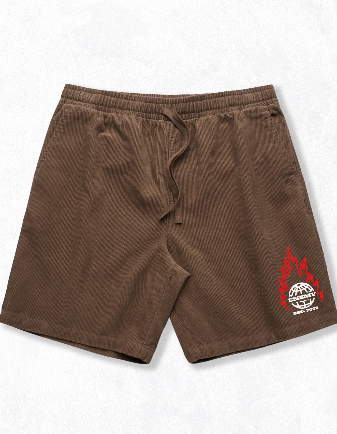 Embroidered Corduroy Drawcord Shorts