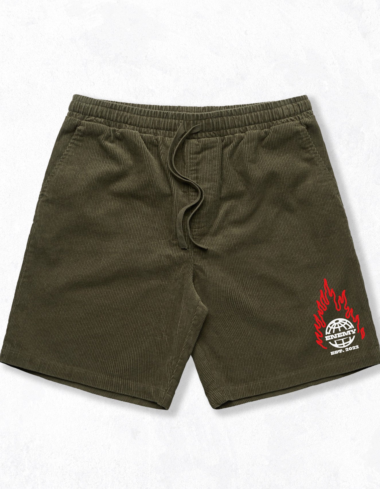 Embroidered Corduroy Drawcord Shorts
