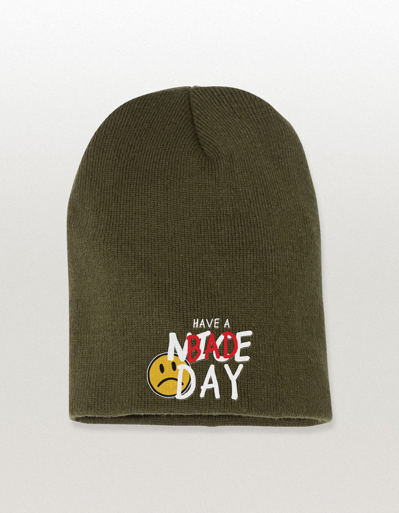 Embroidered Have a Bad Day No Cuff Beanie