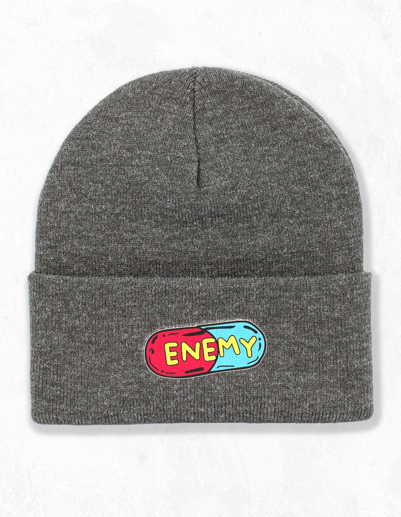 Split Pill Embroidered Cuff Beanie