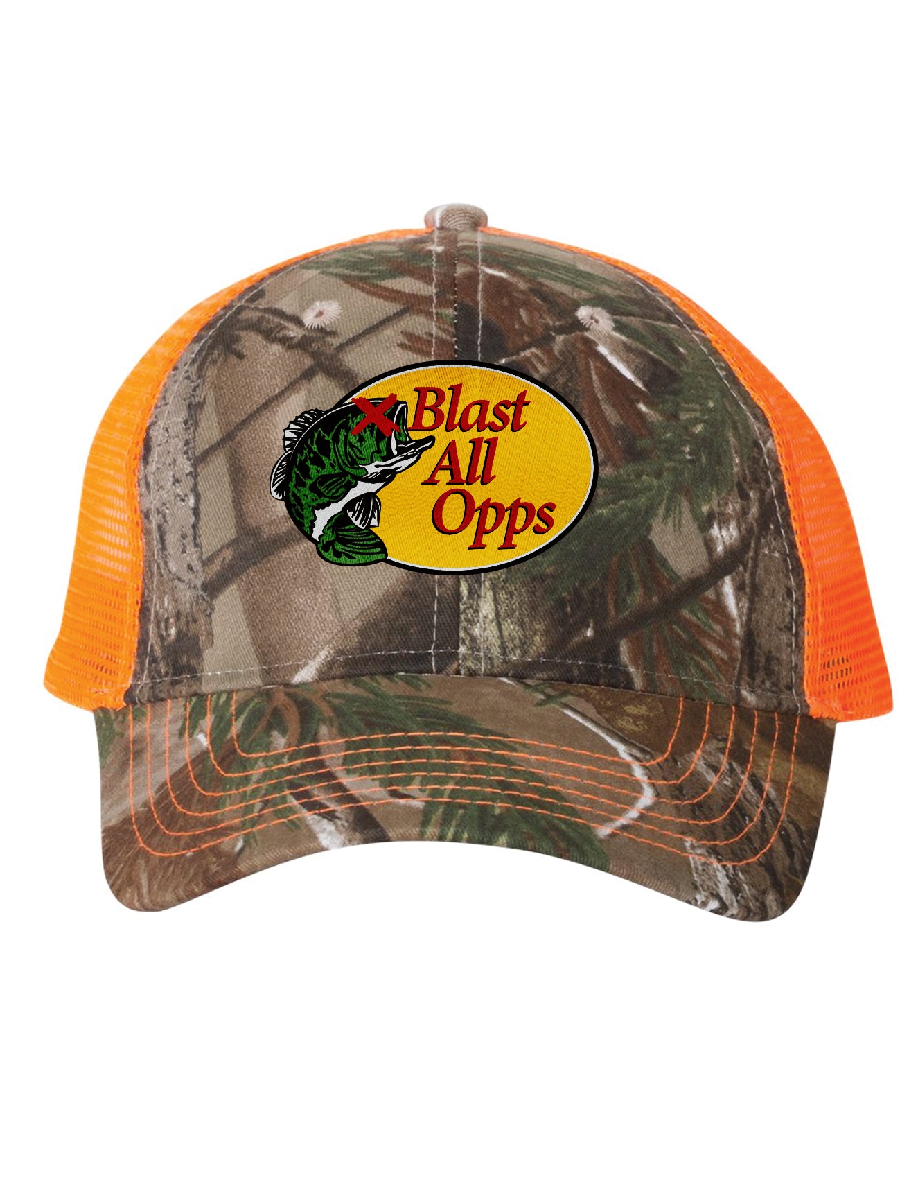 Blast All Opps Camo & Hunter Orange Mesh Back Cap