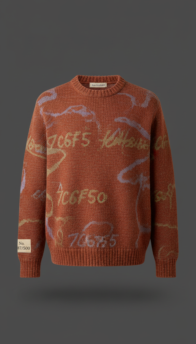 Burnt Sienna Knit Sweater with Signature Artist Detail