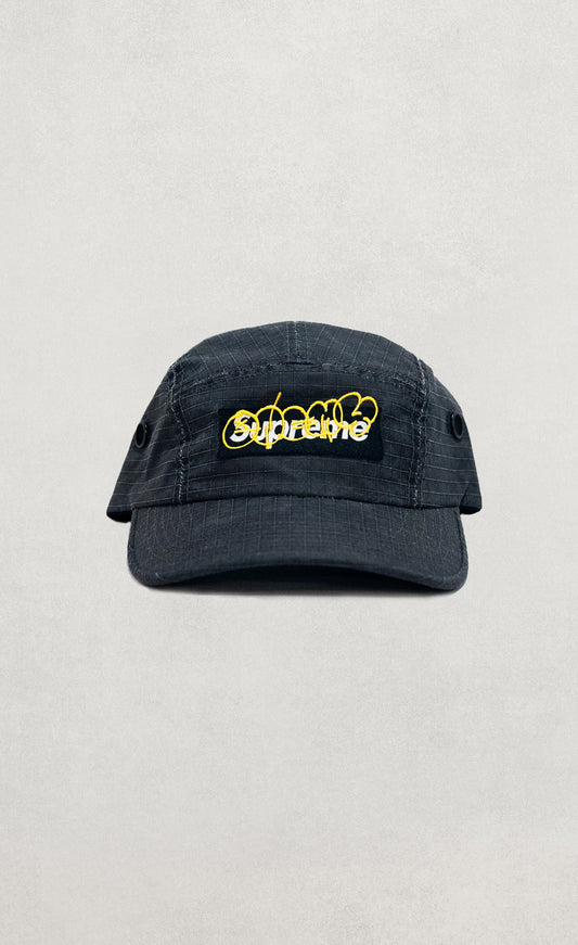 Black S̷u̷p̷r̷e̷m̷e̷  x Enemy of the State Ripstop Tagged Box Logo Hat