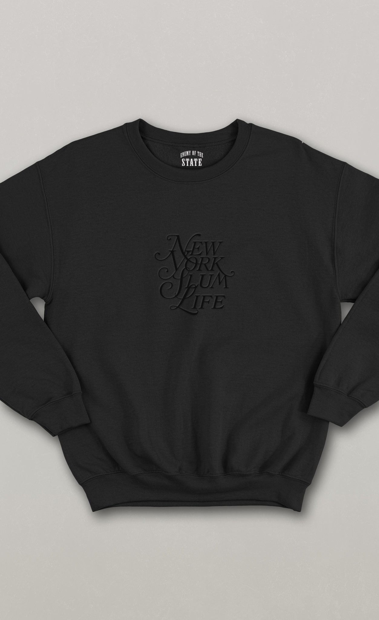 New York Slum Life Embroidered Heavyweight Crewneck Sweatshirt