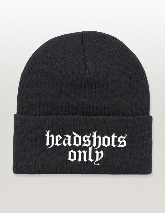 Headshots Only Embroidered Cuff Beanie