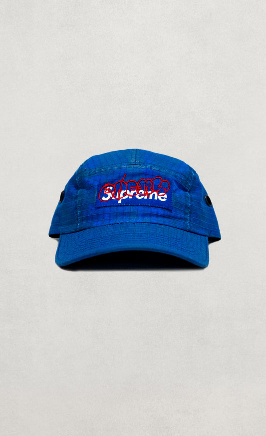 Blue S̷u̷p̷r̷e̷m̷e̷  x Enemy of the State Ripstop Tagged Box Logo Hat