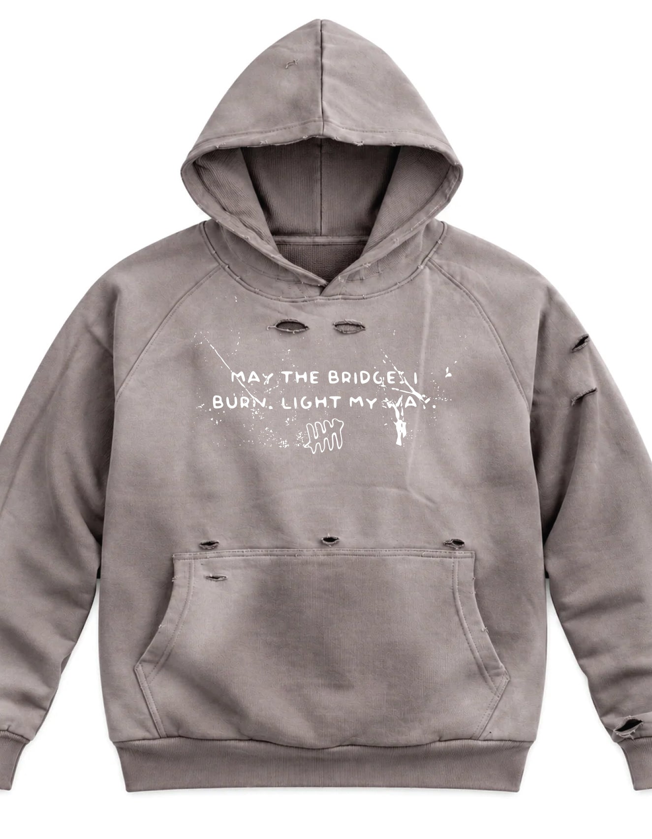 The Bridges I Burn Heavyweight Thermal Distressed Hoodie