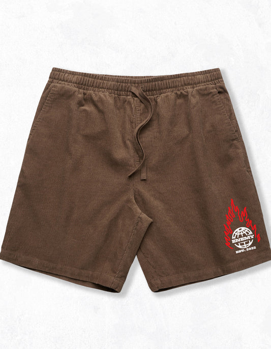 Embroidered Corduroy Drawcord Shorts