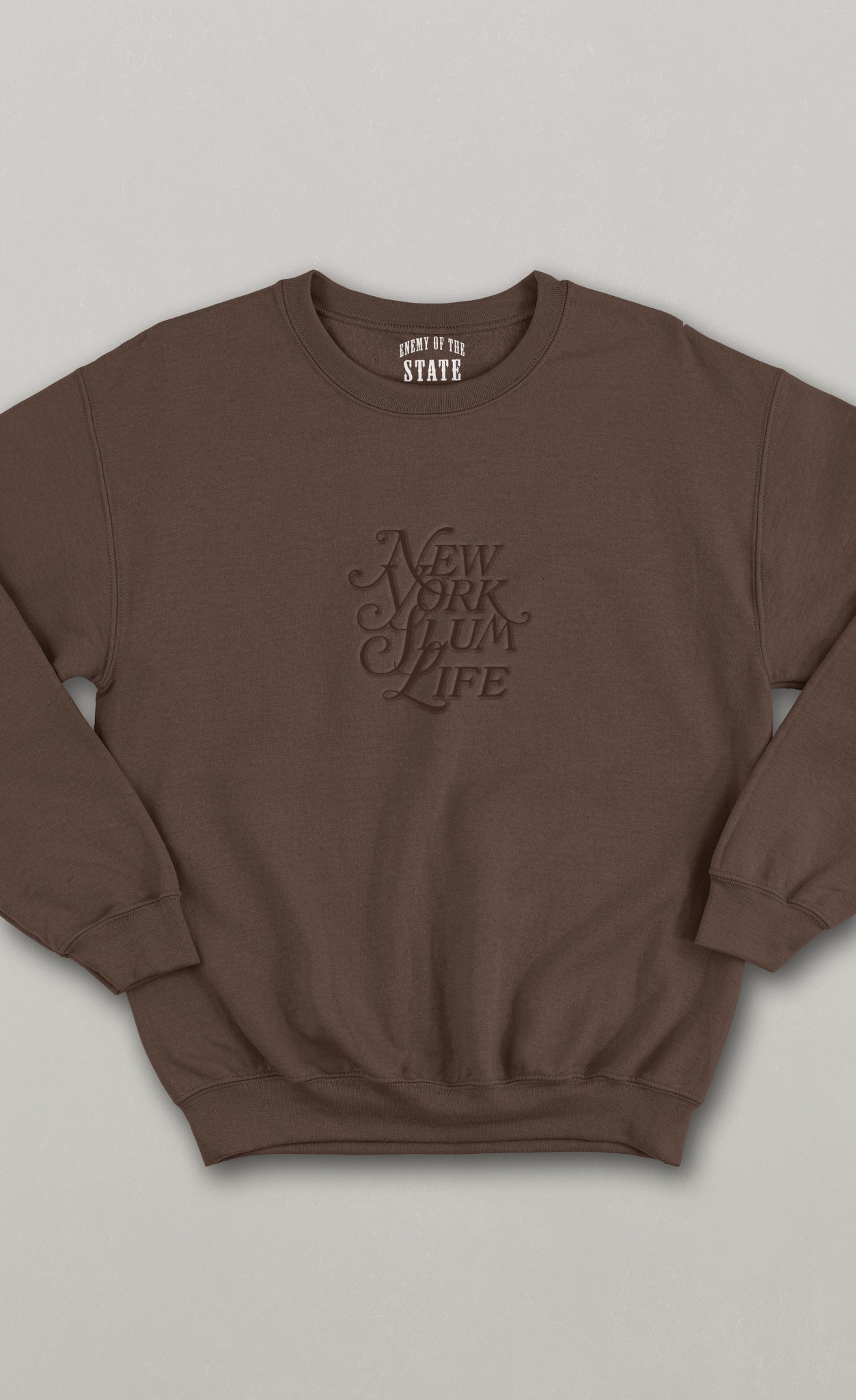 New York Slum Life Embroidered Heavyweight Crewneck Sweatshirt