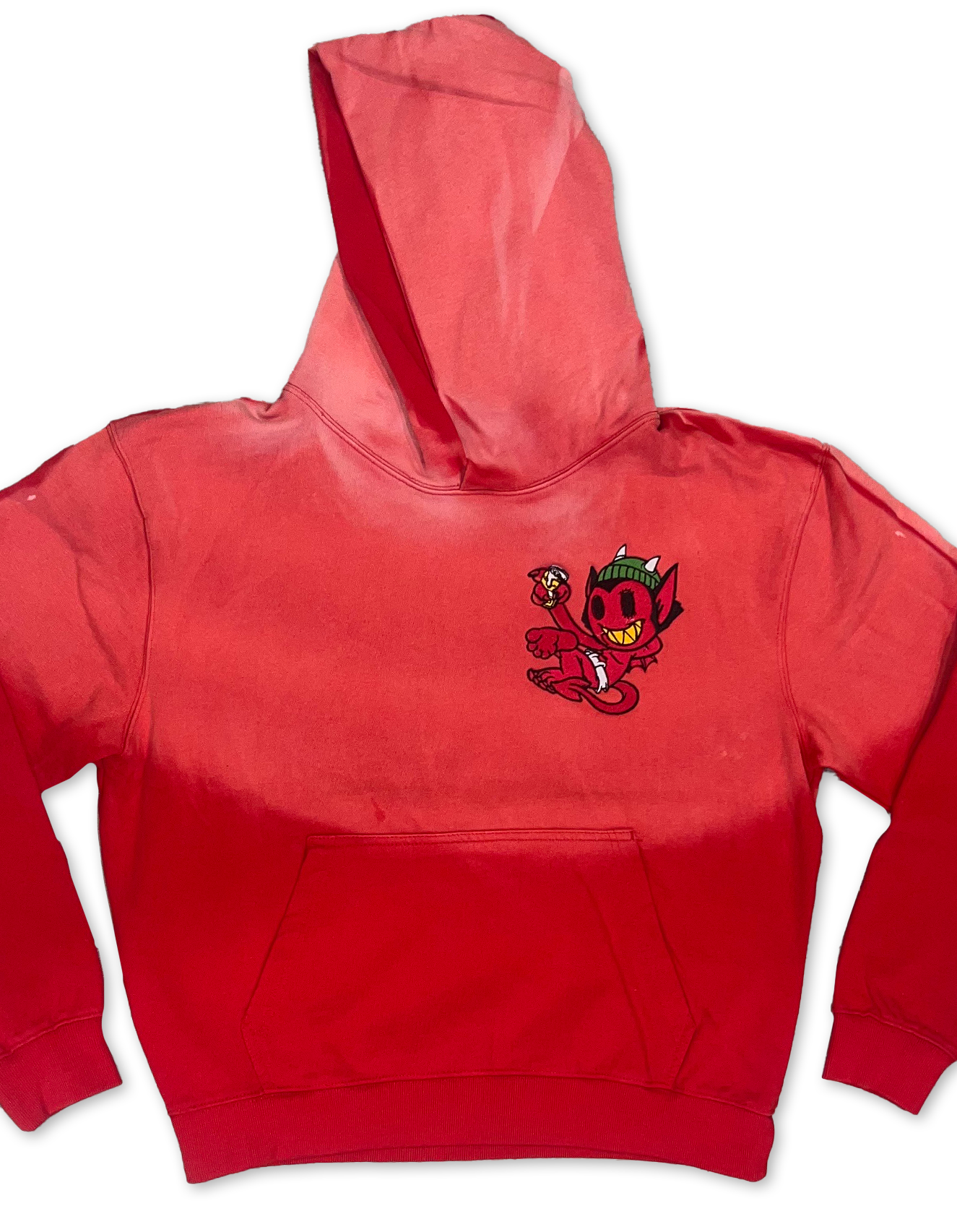 Heavyweight Faded Embroidered Devilish Lil E Hoodie