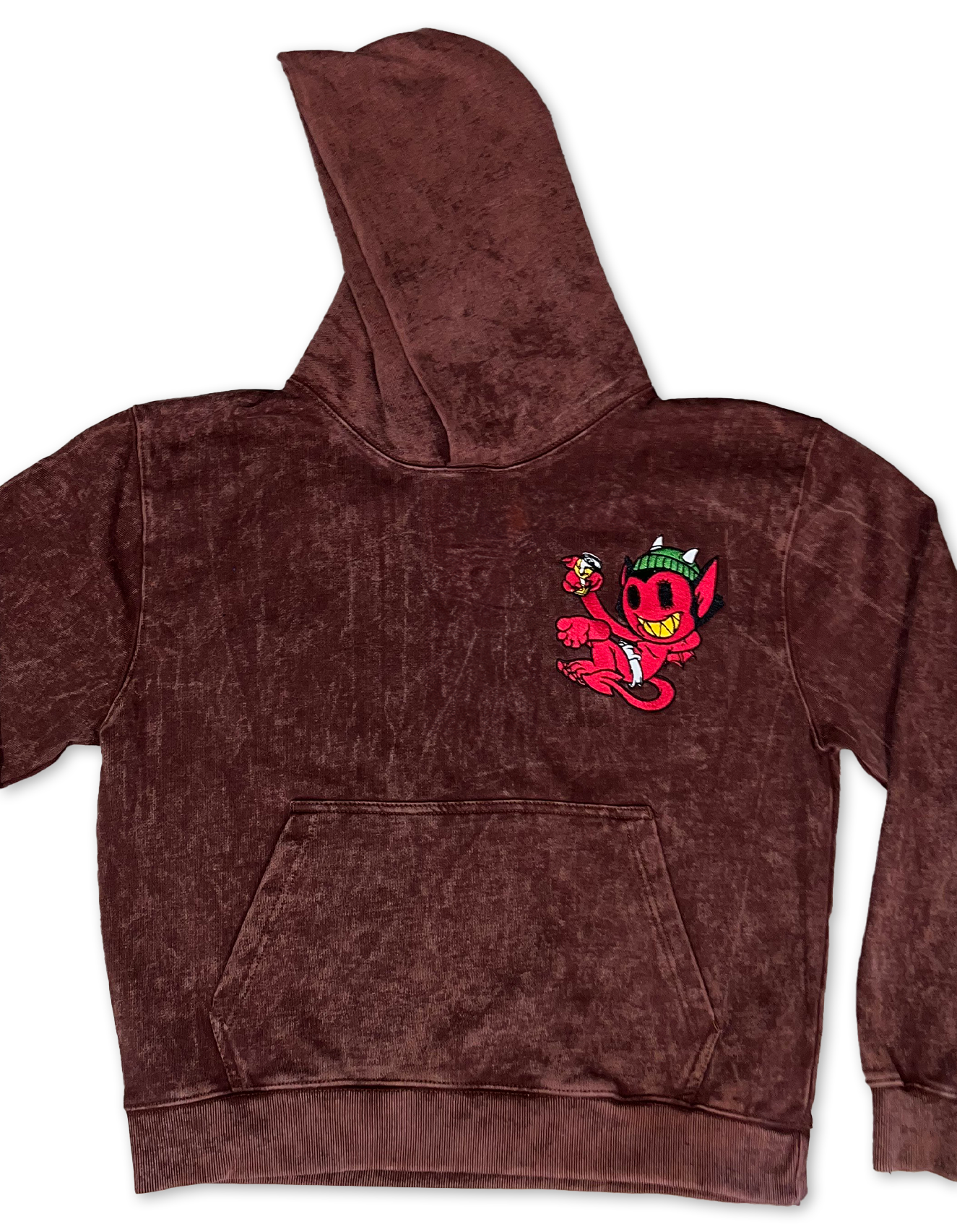 Heavyweight Faded Embroidered Devilish Lil E Hoodie