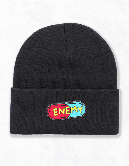 Split Pill Embroidered Cuff Beanie