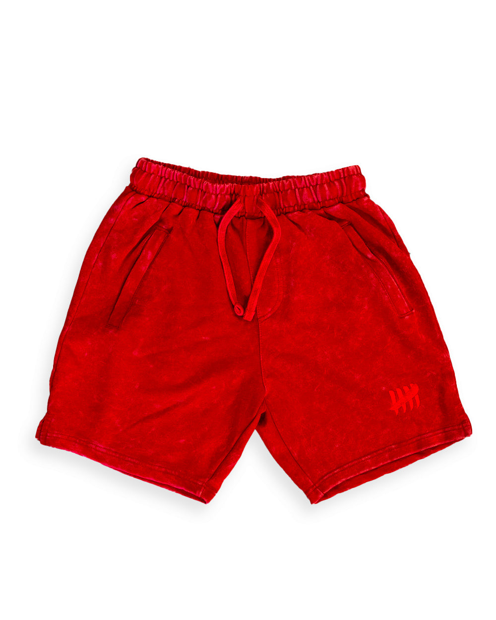 Enemy CORE Heavyweight Terry Mineral Wash Embroidered Red Shorts
