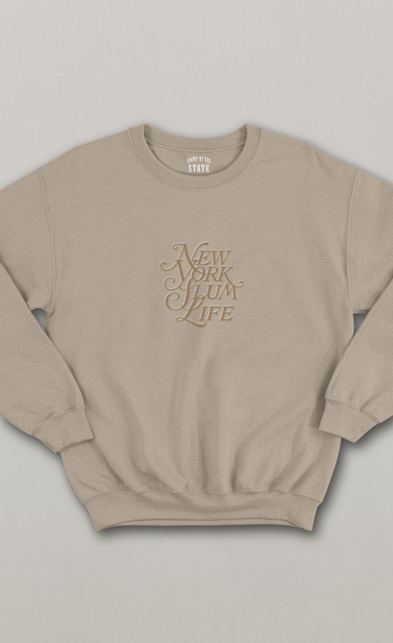 New York Slum Life Embroidered Heavyweight Crewneck Sweatshirt
