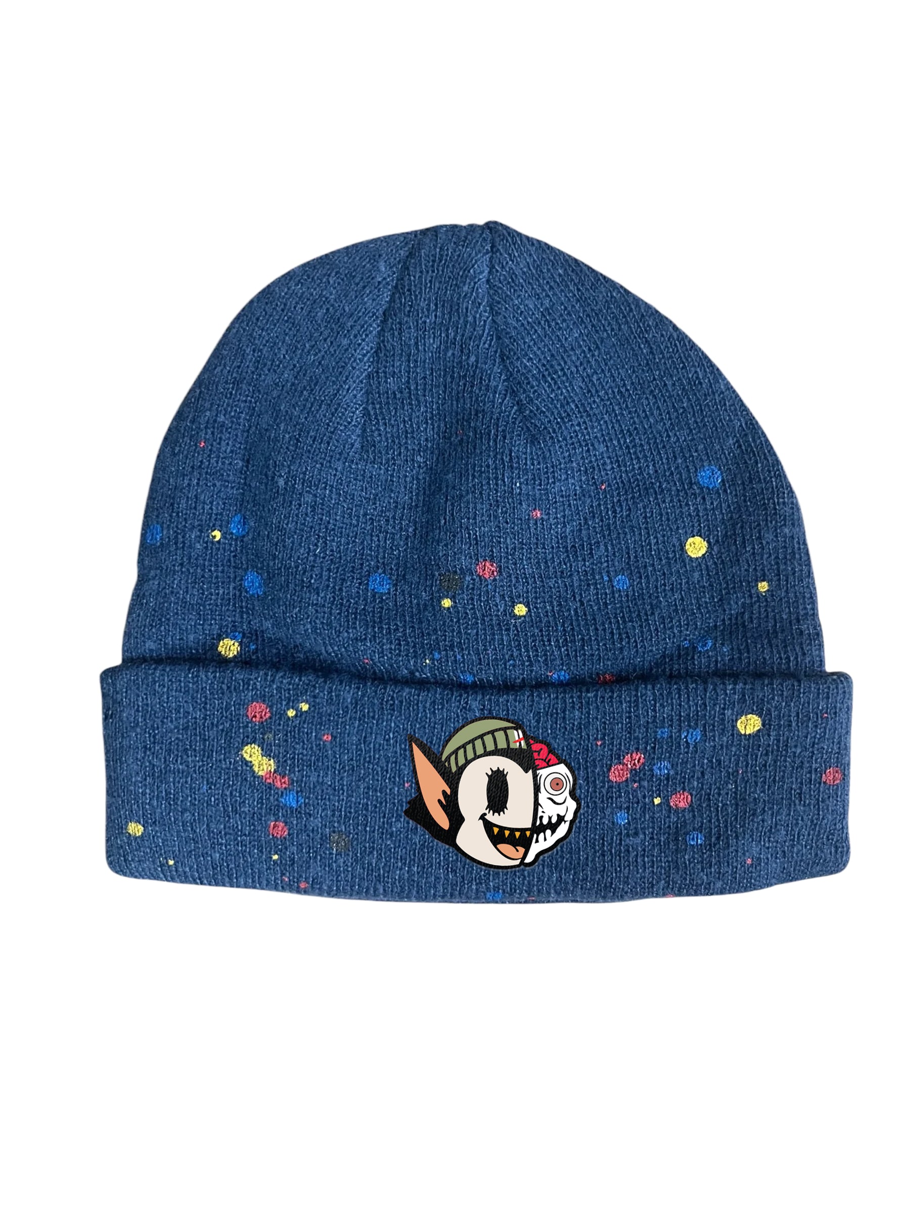 Color Splattered Lil E Skull Cuff Beanie