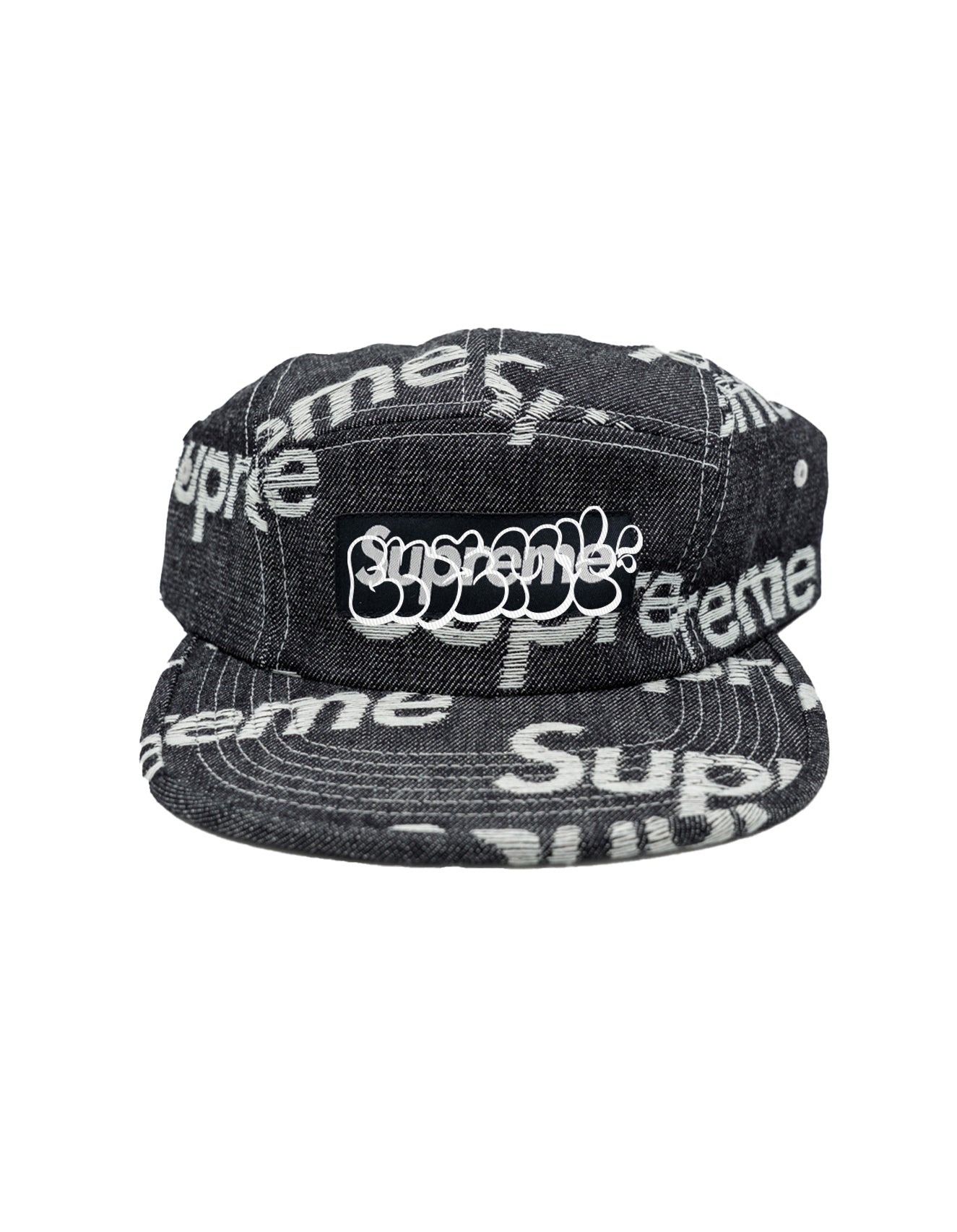Black Denim S̷u̷p̷r̷e̷m̷e̷  x Enemy of the State Tagged Box Logo Hat (Copy)