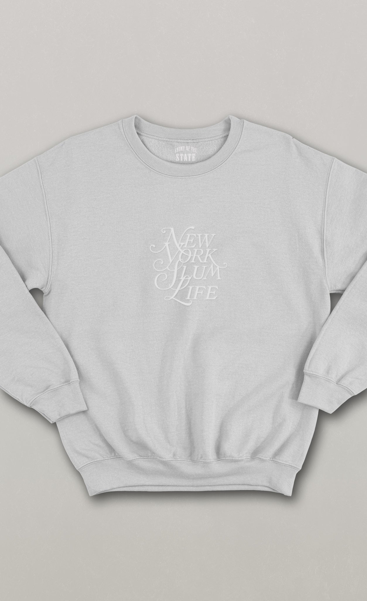 New York Slum Life Embroidered Heavyweight Crewneck Sweatshirt