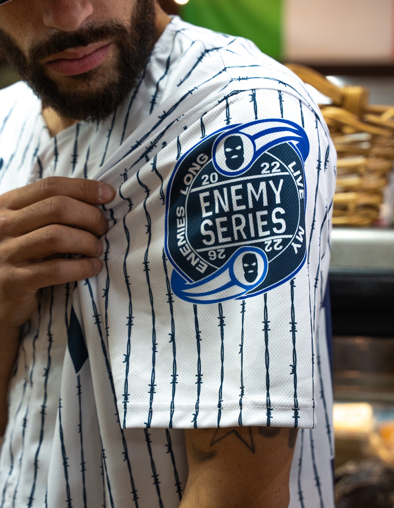 Enemy of the State "The Barbed Stripe " Baseball Jersey