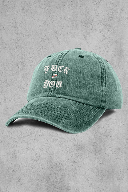 Pigment Washed Embroidered Fuck You Dad Hat