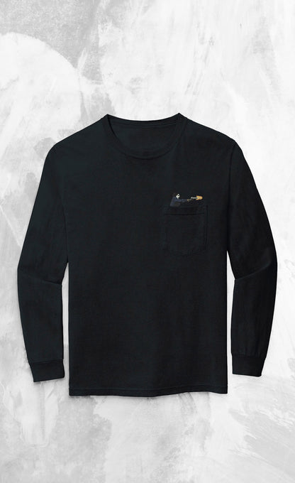 Embroidered Presidential Shooter Long-sleeved Pocket T Shirt
