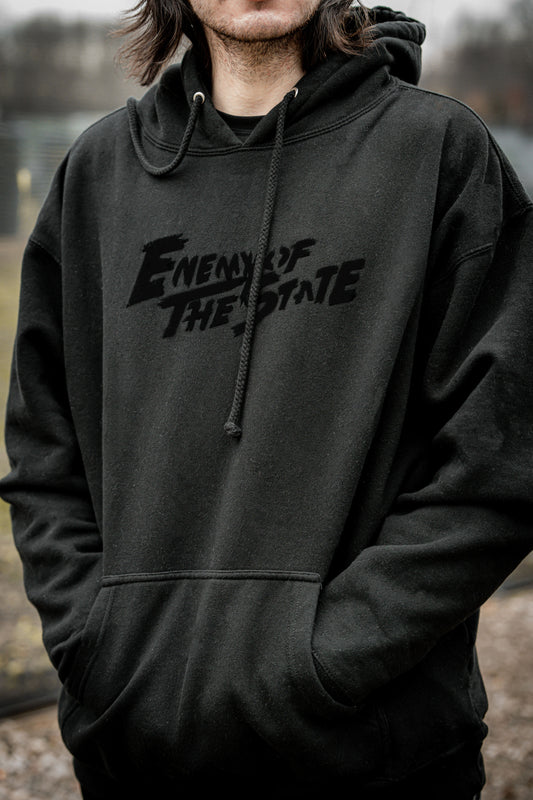 Enemy of the State Black on Black Velvet Hoodie