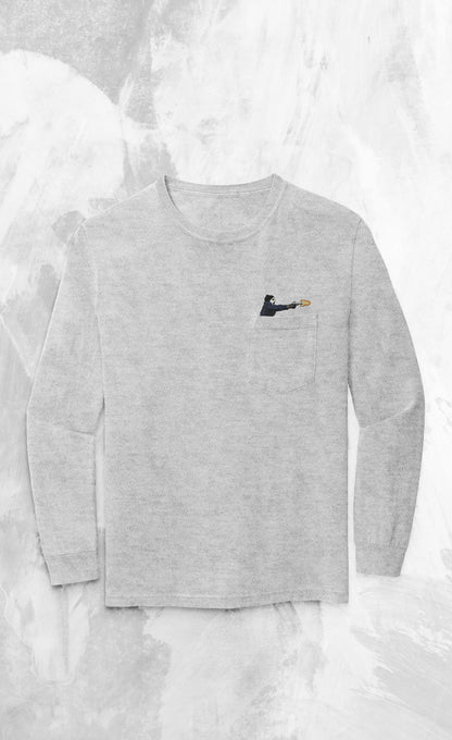 Embroidered Presidential Shooter Long-sleeved Pocket T Shirt