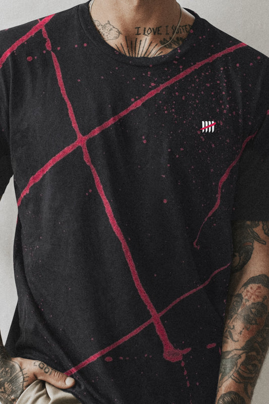 Red Splattered Kill 5 Embroidered T-Shirt