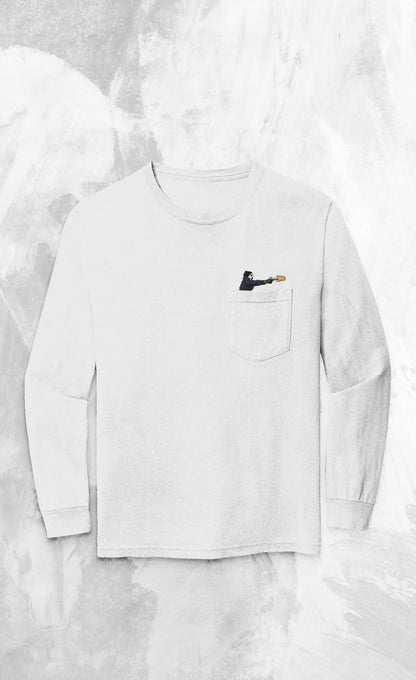 Embroidered Presidential Shooter Long-sleeved Pocket T Shirt